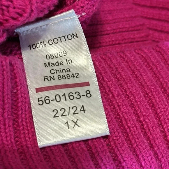 woman within WW pink cable knit long sleeve cotton pullover crewneck sweater 1X - Picture 5 of 6